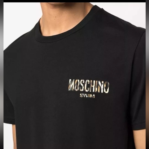 MOSCHINO Swim T Shirt Mens Black Tee Medium - Nwt- Model V3A0706 - Picture 2 of 10